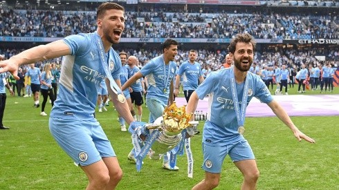 Festejo de título de Manchester City.