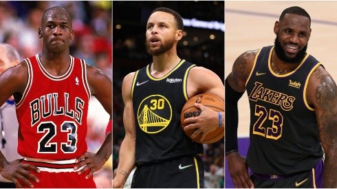 Michael Jordan, Stephen Curry y LeBron James.