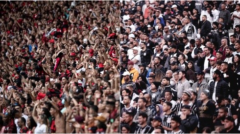 Foto: Jorge Rodrigues/AGIF; Foto: Ettore Chiereguini/AGIF - Torcida do Flamengo e Corinthians