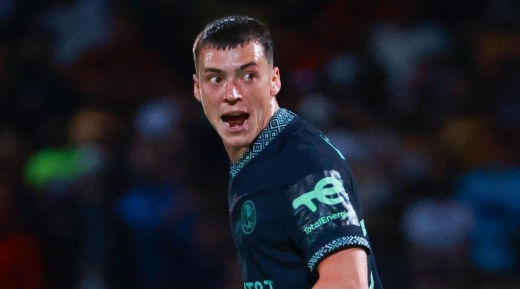 Ciudad de Mexico, 26 de febrero de 2022. Federico Viñas reacciona, durante el partido de la jornada 7 del torneo Grita Mexico Clausura 2022 de la Liga BBVA MX, entre los Pumas de la UNAM y las Águilas del America, celebrado en el Estadio Olímpico Universitario. Foto: Imago7/Eloisa Sánchez