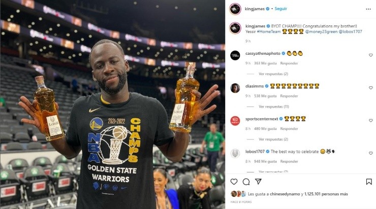 LeBron gives big ups on Green (Instagram)