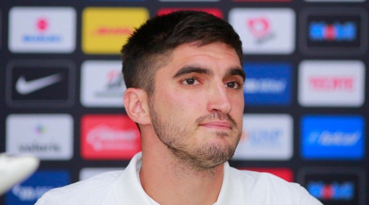 CIUDAD DE MEXICO, MEXICO - JUNIO 16: Gustavo del Prete del Pumas durante la conferencia para presentar refuerzos previa al inicio del Torneo Apertura 2022 de la Liga BBVA MX en las instalaciones de la Cantera el 16 de Junio de 2022 en la Ciudad de Mexico, Mexico. (Foto: Mauricio Salas/JAM MEDIA)