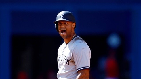 Aaron Hicks during the game against Blue Jays