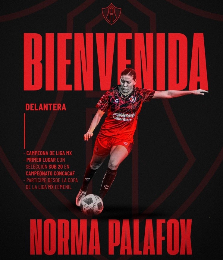 Atlas Femenil anuncia la llegada de Norma Palafox. (@AtlasFCFemenil)