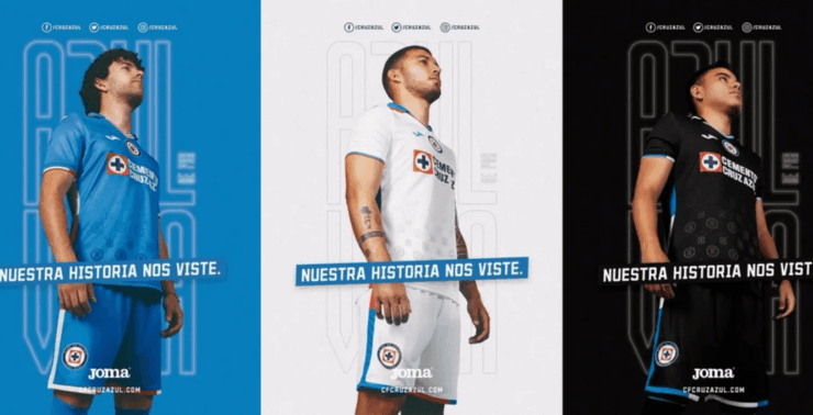 Los uniformes de La Máquina para la temporada 2022-23. (Cruz Azul oficial)