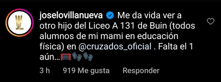 José Luis Villanueva Instagram Cruzados
