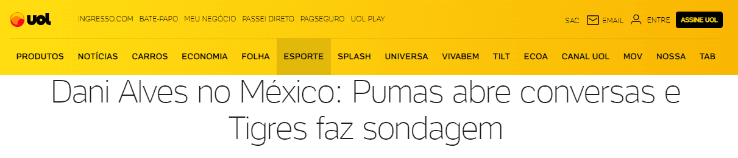 Reportan interés de Pumas y Tigres por Dani Alves. (UOL Esporte)