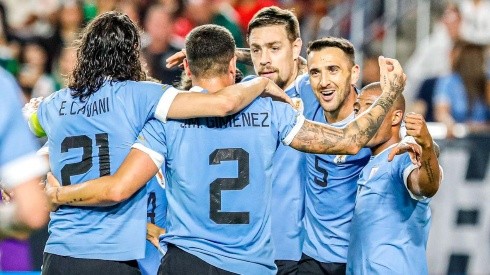 Uruguay en festejo de gol.