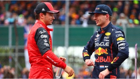 Third placed qualifier Charles Leclerc and Second placed qualifier Max Verstappen