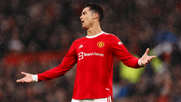 Cristiano Ronaldo en partido con Manchester United.