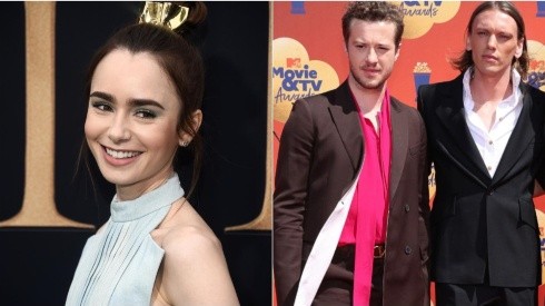 Lily Collins, Joseph Quinn y Jamie Campbell Bower