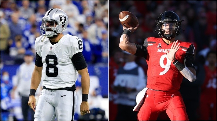 Marcus Mariota (left) and Desmond Ridder. (Justin Casterline-Andy Lyons/Getty Images)