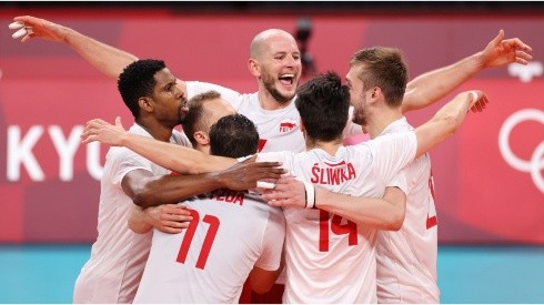 Bartosz Kurek of Team Poland reacts with team mates