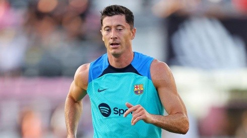 Robert Lewandowski en entrenamiento con Barcelona.