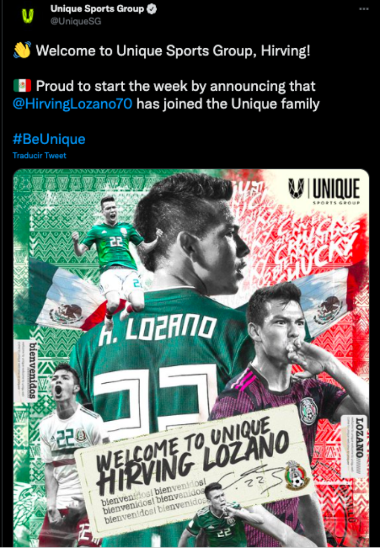 Chucky Lozano anunciado por su nueva agencia | Twitter
