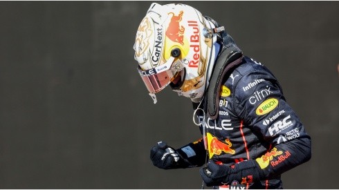 Max Verstappen celebrates finishing in first position during the F1 Grand Prix of France