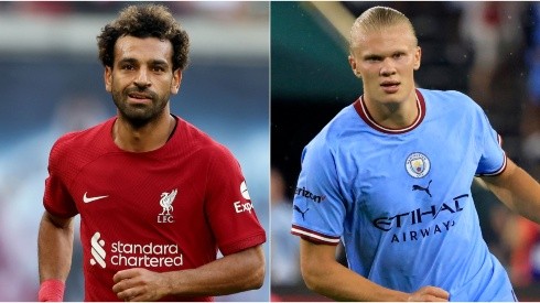 Mohamed Salah of Liverpool and Erling Haaland of Manchester City