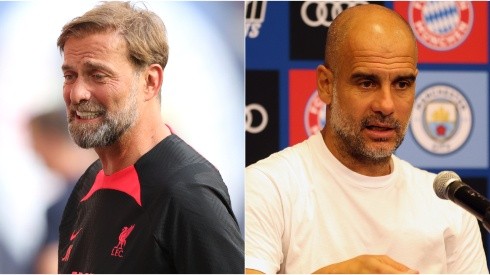 Jurgen Klopp of Liverpool and Pep Guardiola of Manchester City