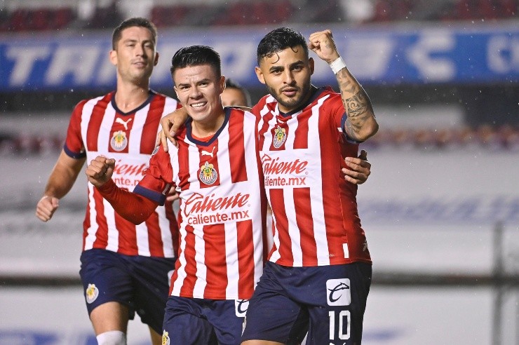 Queretaro, Queretaro, 27 de julio de 2022. Alexis Vega en festejo de gol, durante el partido de la jornada 5 del torneo Apertura 2022 de la Liga BBVA MX, entre el Club Queretaro y las Chivas Rayadas del Guadalajara, celebrado en el estadio La Corregidora. Foto: Imago7/ Sebastian Laureano Miranda