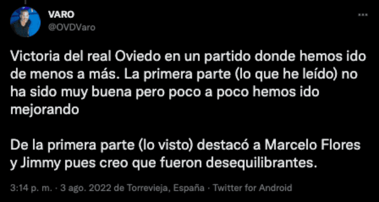 Tuits de la afición de Real Oviedo sobre Marcelo Flores | Twitter