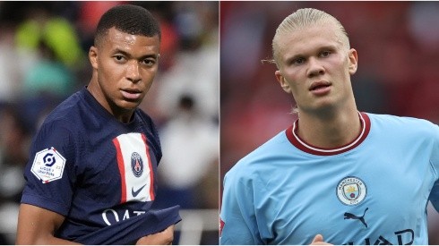 Kylian Mbappe of PSG and Erling Haaland of Manchester City