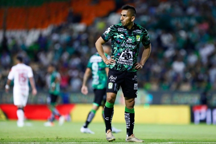 LEON, MEXICO - MAY 01: Angel Mena of Leon reacts during the 17th round match between Leon and Toluca as part of the Torneo Grita Mexico C22 Liga MX at Leon Stadium on May 1, 2022 in Leon, Mexico. (Photo by Leopoldo Smith/Getty Images)-Not Released (NR)