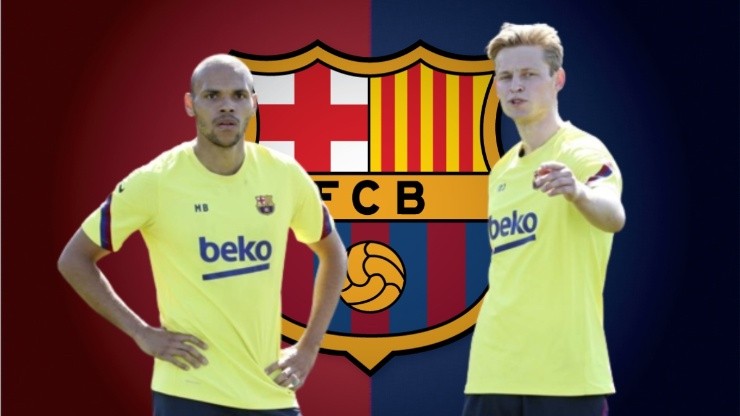 Frenkie De Jong y Martin Braithwaite en Barcelona.