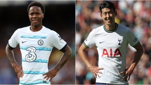 Raheem Sterling of Chelsea and Heung-Min Son of Tottenham Hotspur