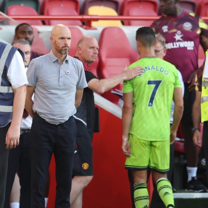 VIDEO | El incómodo cruce entre CR7 y Ten Hag tras la goleada de Brentford