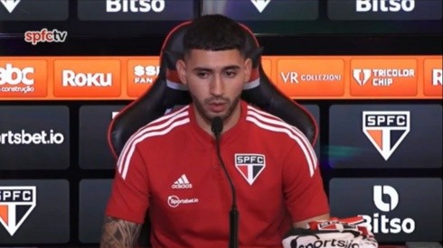 Nahuel Bustos foi contratado pelo São Paulo (Foto: Reprodução/SPFCTV)