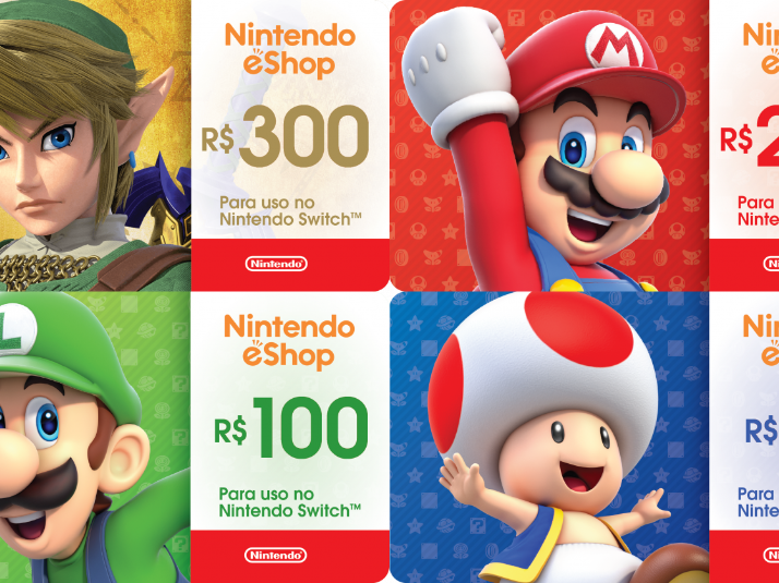 Nintendo anuncia que cartão presente digital da eShop está