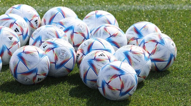 Al Rihla, FIFA World Cup Qatar 2022, Official Match Ball. (Alexander Hassenstein/Getty Images)