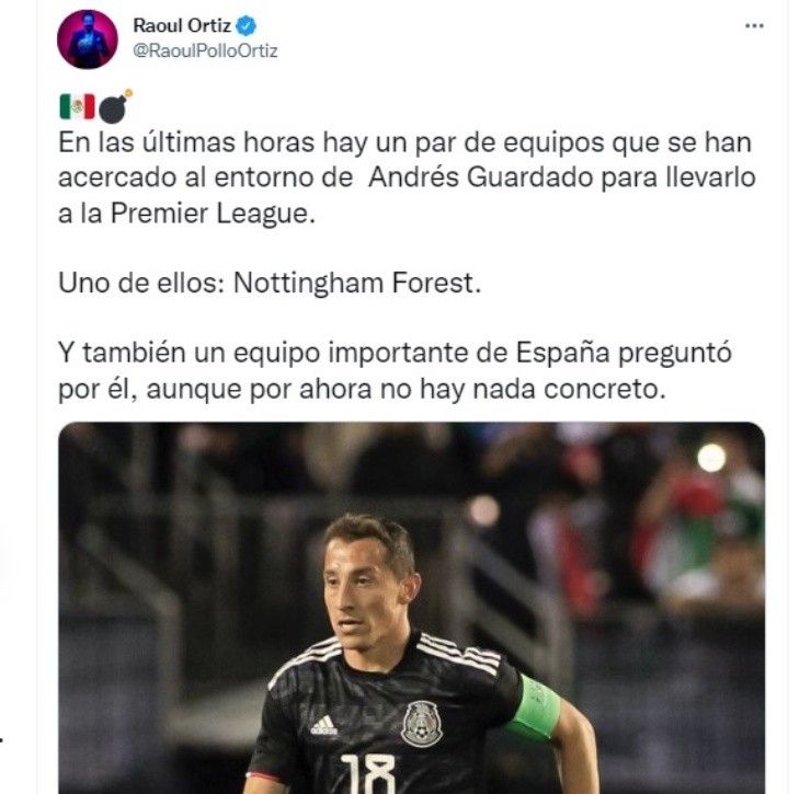 Andrés Guardado genera interés en Inglaterra