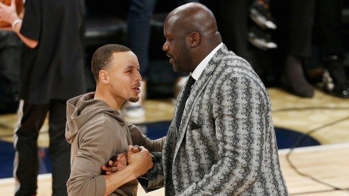 Stephen Curry junto a Shaquille O'Neal