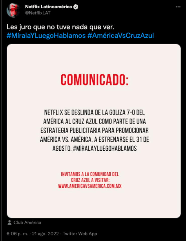 Netflix se burló de Cruz Azul | Twitter