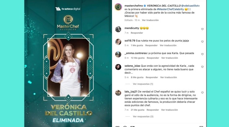 Verónica Del Castillo fue la primer eliminada de MasterChef Celebrity 2022 