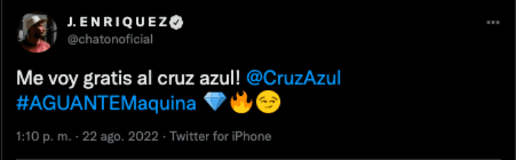 Chatón Enríquez quiere jugar en Cruz Azul | Twitter