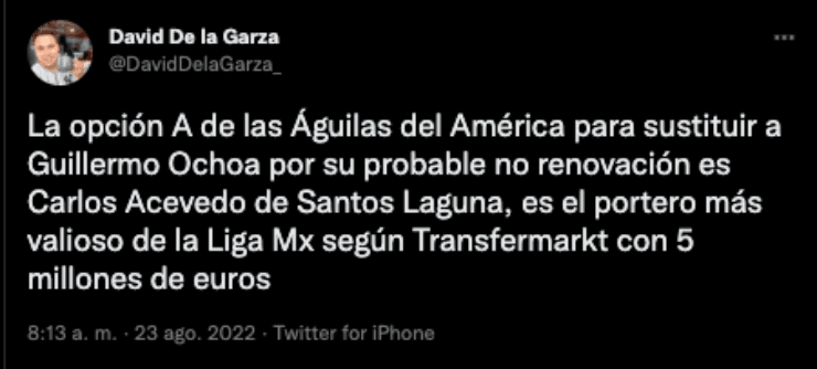 Carlos Acevedo sería buscado por América | Twitter