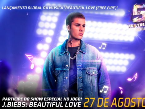 Free Fire celebra aniversário de 5 anos com Justin Bieber em 27 de agosto
