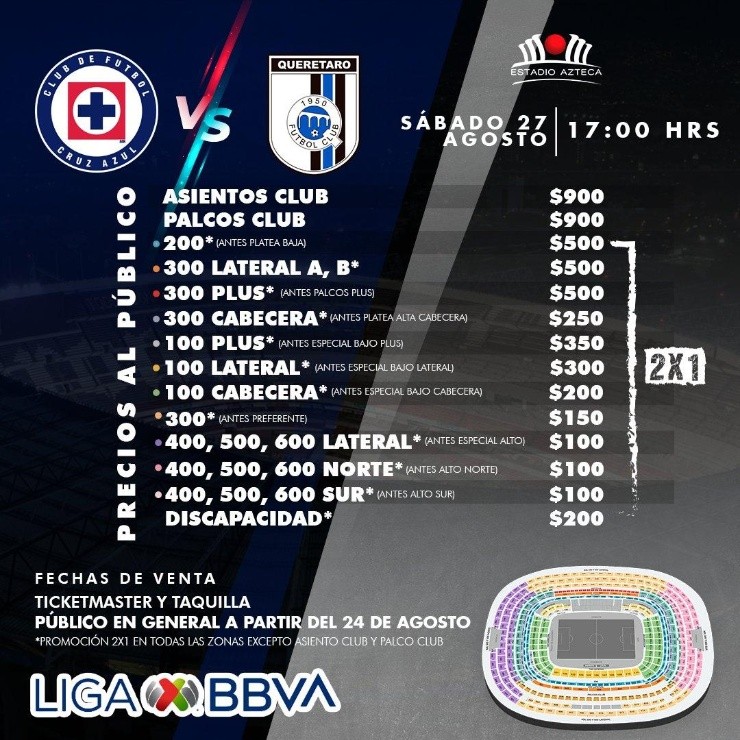 Promociones para asistir al Cruz Azul – Querétaro. (@CruzAzul)