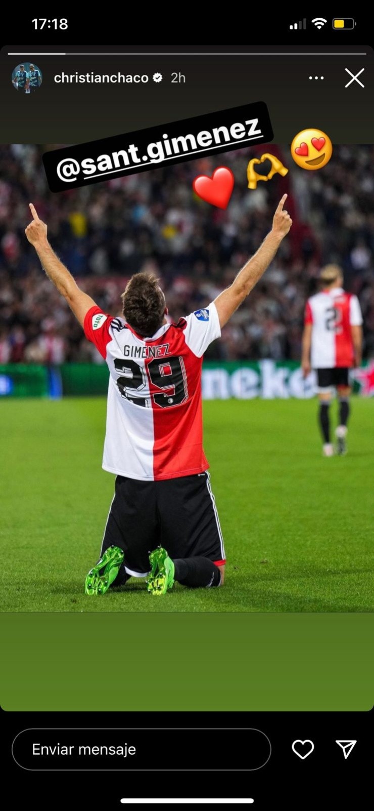 Chaco, orgulloso del gol de Santiago Giménez | Instagram