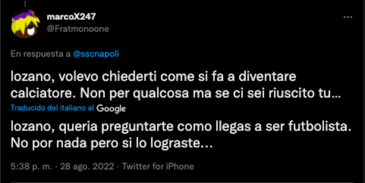 Fans del Napoli, molestos con Chucky Lozano | Twitter