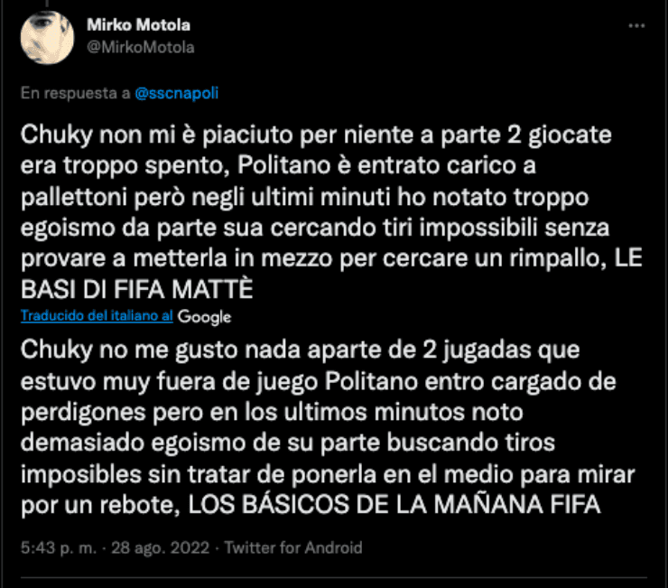 Fans del Napoli, molestos con Chucky Lozano | Twitter