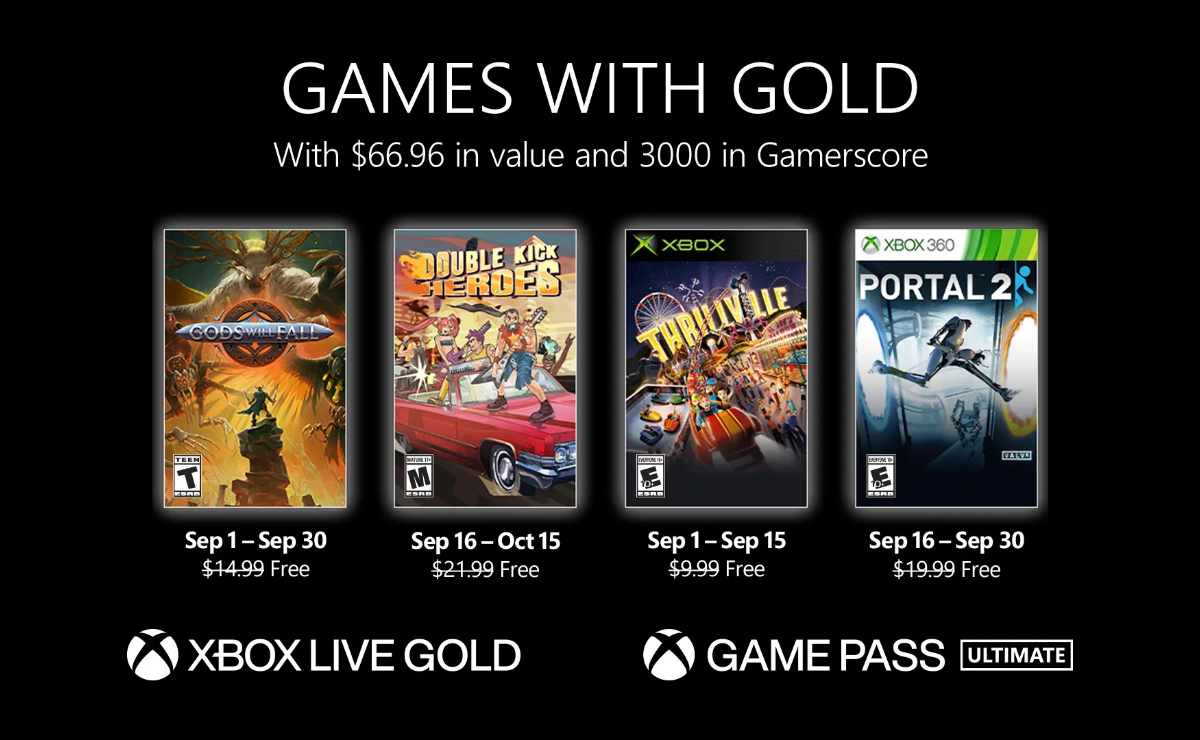 Xbox Games with Gold zeigt im September Gods Will Fall und Portal 2