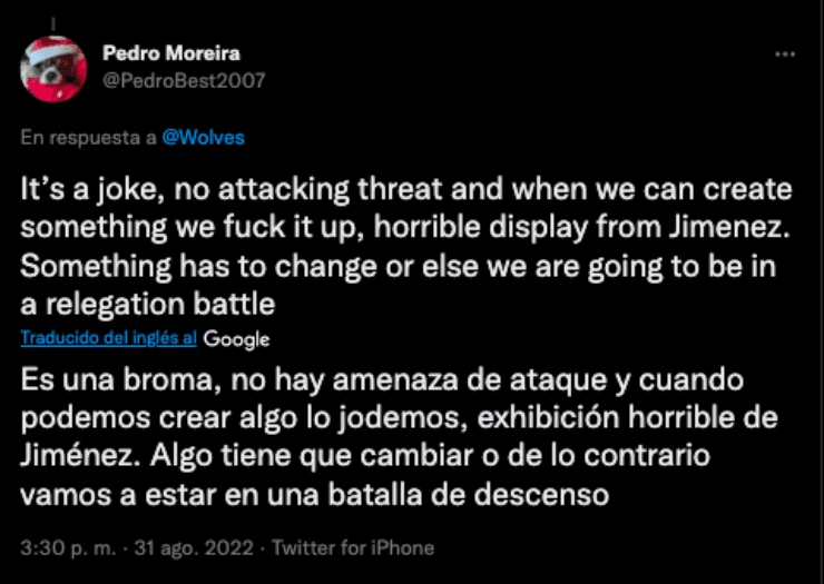 Fans del Wolves, molestos con Raúl Jiménez | Twitter