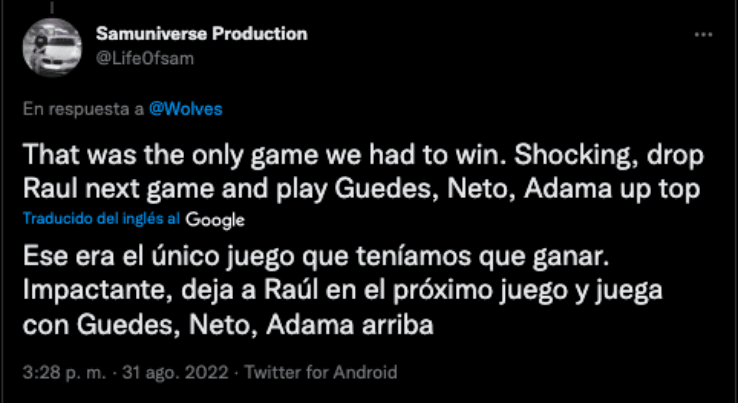 Fans del Wolves, molestos con Raúl Jiménez | Twitter