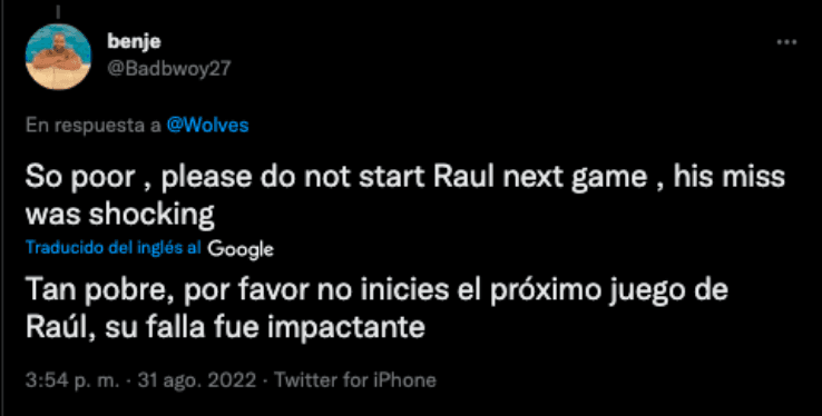 Fans del Wolves, molestos con Raúl Jiménez | Twitter
