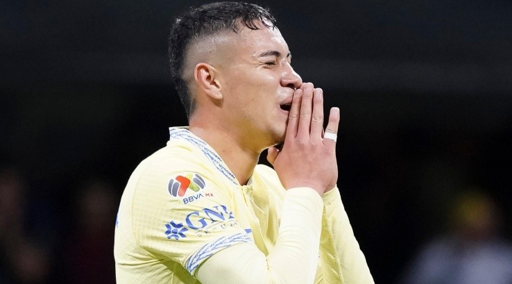 Ciudad de Mexico, 3 de septiembre de 2022. Emilio Lara en lamento, durante el partido de la jornada 12 del Torneo Apertura 2022 de la Liga BBVA MX, entre las Águilas del America y los Tigres de la UANL, celebrado en el estadio Azteca. Foto: Imago7/ Rafael Vadillo