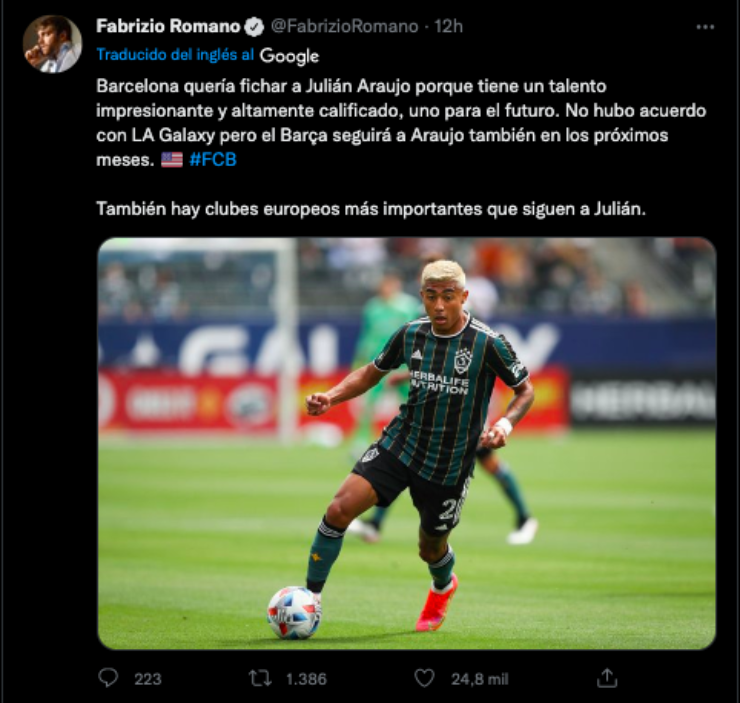 Fabrizio Romano explica la no llegada de Araujo al Barça | Twitter