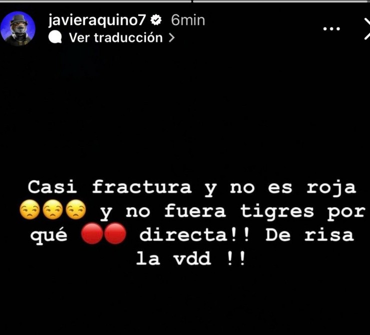 El mensaje de Javier Aquino en su cuenta de Twitter. Créditos: @javieraquino7